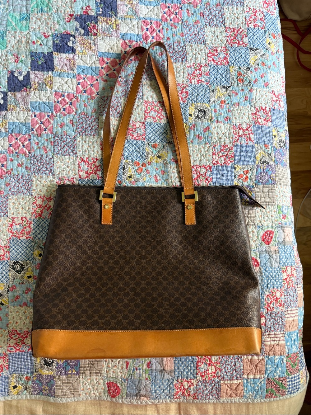 Vintage Celine Macadam Zip Top Tote Bag